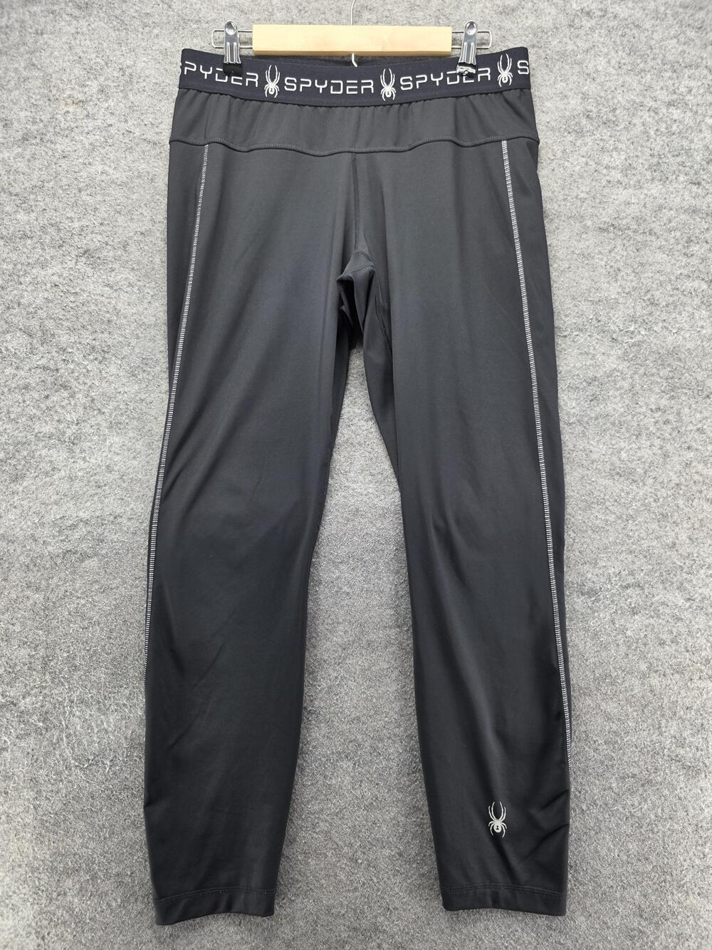 Spyder Leggings Womens XL Black Compression Elastic Waist Wicking 28 Inseam